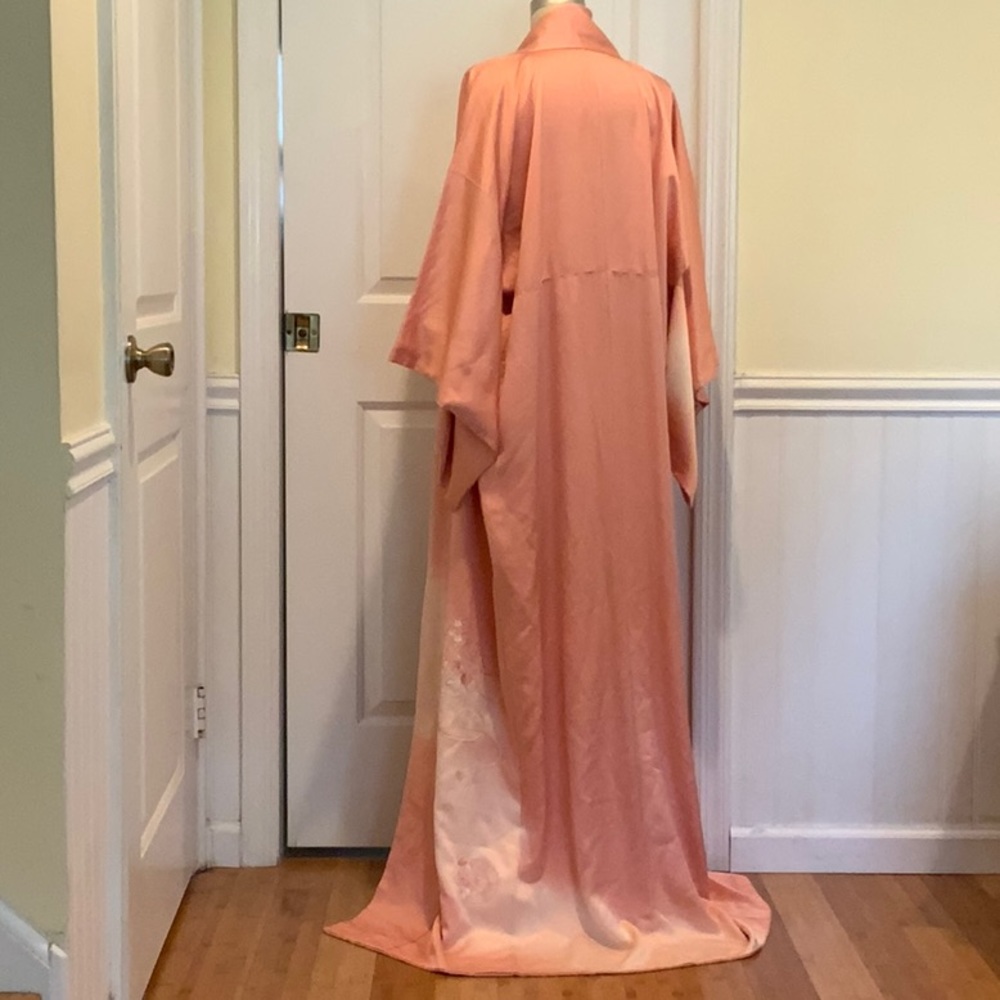 Vintage 1960s OOAK Coral Pink Ombré Kimono
